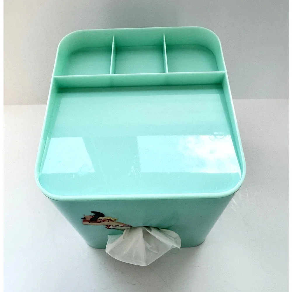Novelty Skirt Tissue Box Cover Pinup Girl Mint Green Storage Top Vintage Style